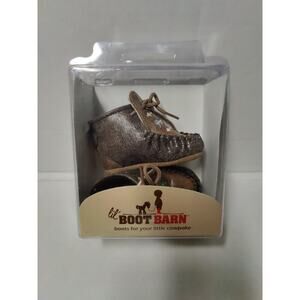 Baby Moccasins by Old West Brown Leather Shoes Toddler Size 1 Very Soft Sole.